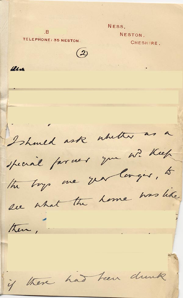 Large size image of Case 4171 24. Letter from Mrs B. asking if the boys could remain in the Home a little longer  15 March 1901
 page 5