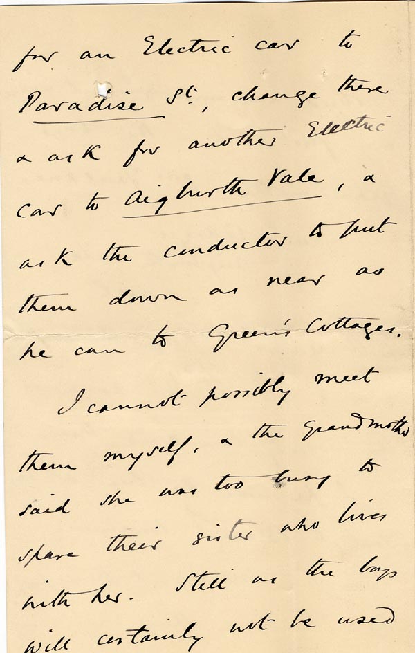 Large size image of Case 4171 26. Letter from Mrs B. saying that the family had decided to have the boys home immediately  27 March 1901
 page 4