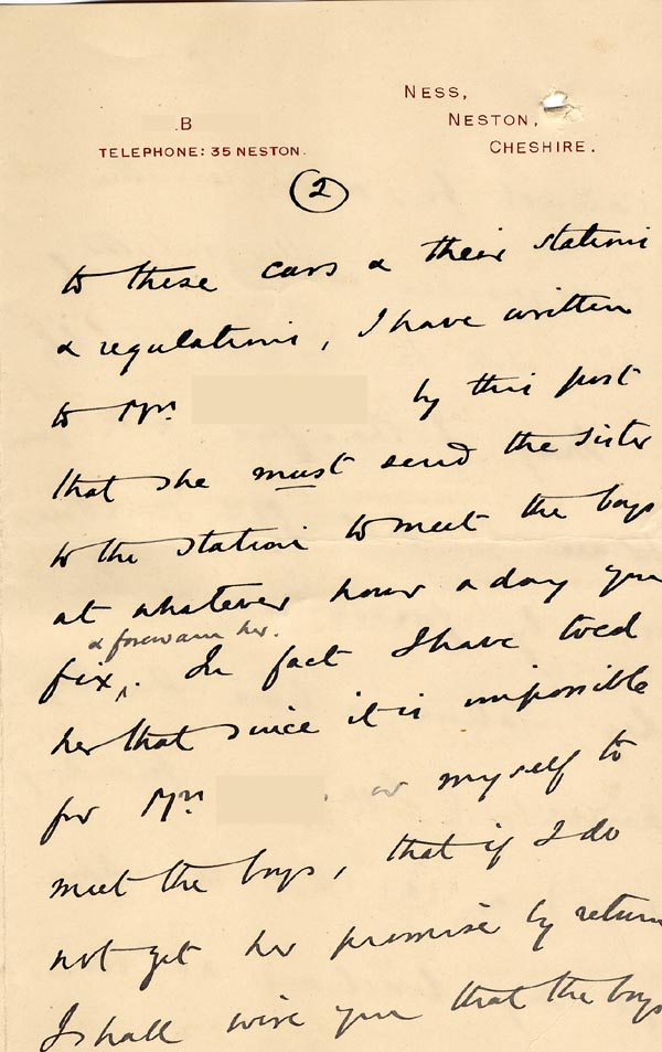 Large size image of Case 4171 26. Letter from Mrs B. saying that the family had decided to have the boys home immediately  27 March 1901
 page 5