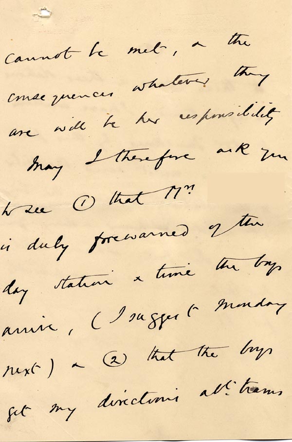 Large size image of Case 4171 26. Letter from Mrs B. saying that the family had decided to have the boys home immediately  27 March 1901
 page 6