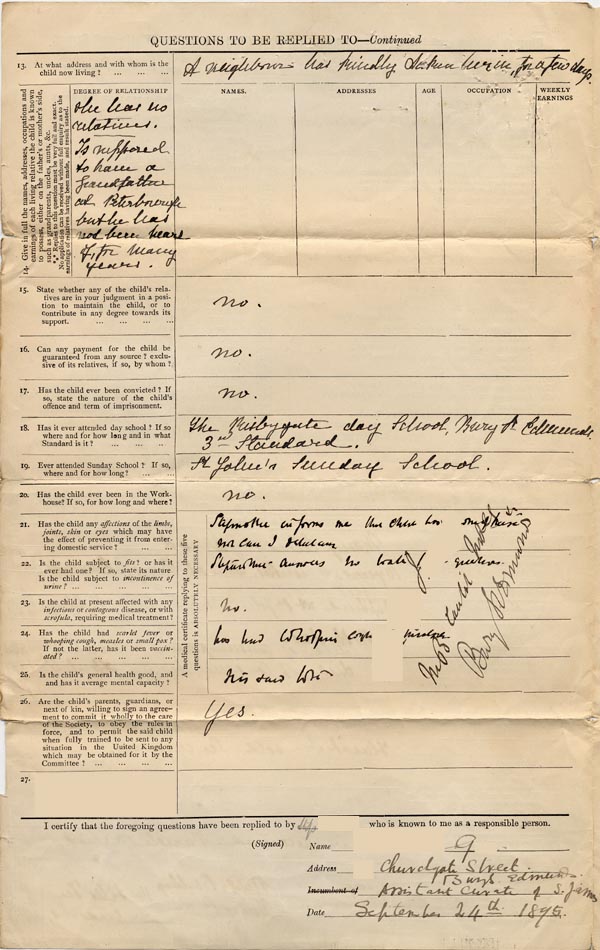 Large size image of Case 5008 1. Application to Waifs and Strays' Society 24 September 1895
 page 2