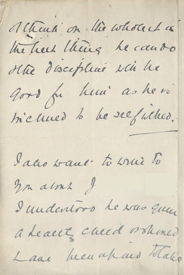 Large size image of Case 6001 2. Letter from Mrs Mansfield concerning J's health  22 November 1897
 page 4