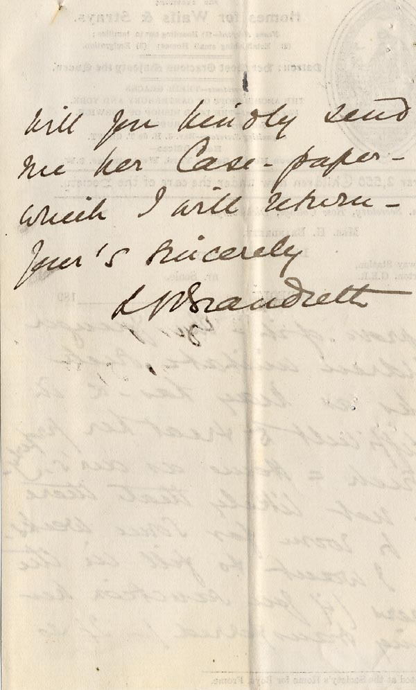 Large size image of Case 6351 8. Letter from Mrs Brandreth, Sec. of Rose Cottage Home For Girls to Edward Rudolf 15 August 1898
 page 4