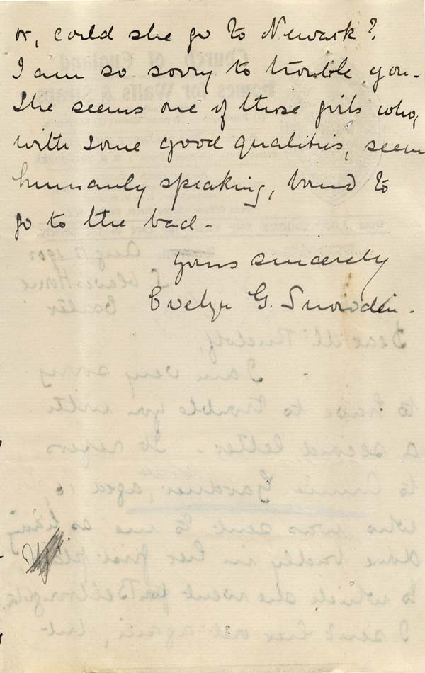 Large size image of Case 6424 14. Letter from Miss Snowden about A. being given notice by her employer  12 August 1902
 page 4