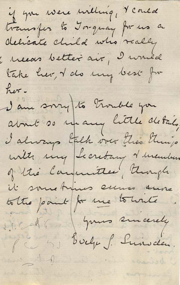 Large size image of Case 6424 15. Letter from Miss Snowden saying that if A. went to live with her aunt she would eventually return to her mother and face (quote)almost certain ruin(unquote)  14 August 1902
 page 4