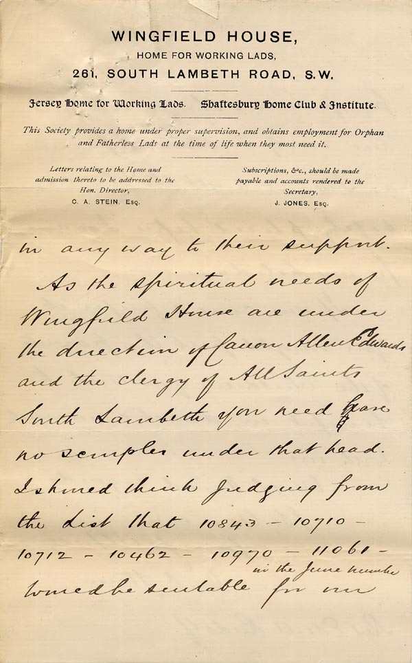 Large size image of Case 6537 5. Letter from Mr C.A. Stein, the Director of Wingfield House offering places to orphan boys  16 June 1900
 page 3