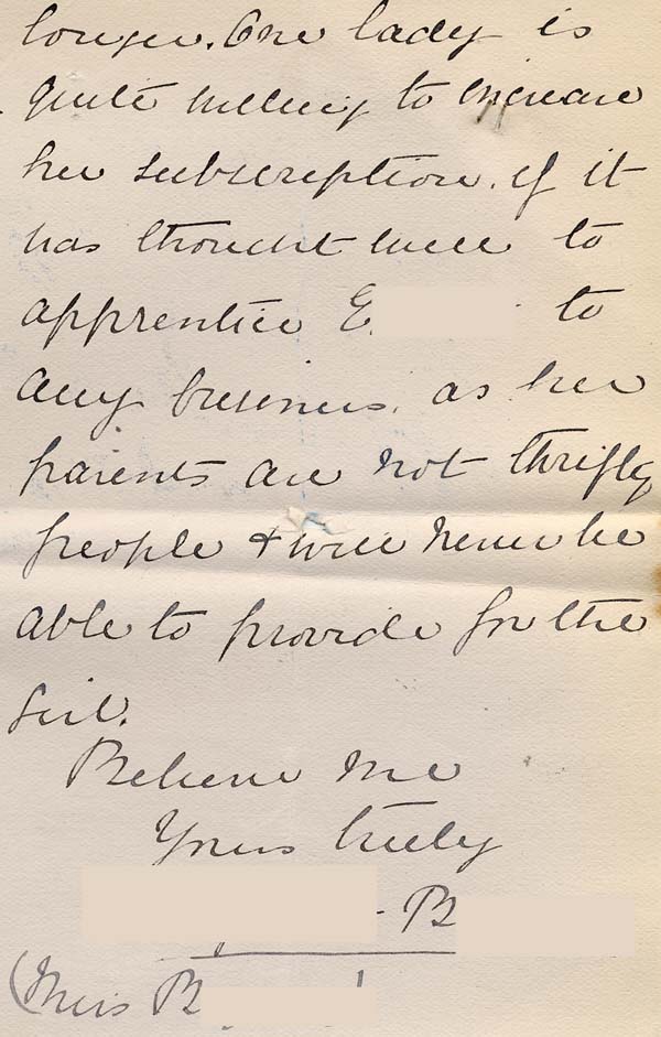 Large size image of Case 8587 7. Letter from Miss B. enquiring about E's progress  3 January1907
 page 3