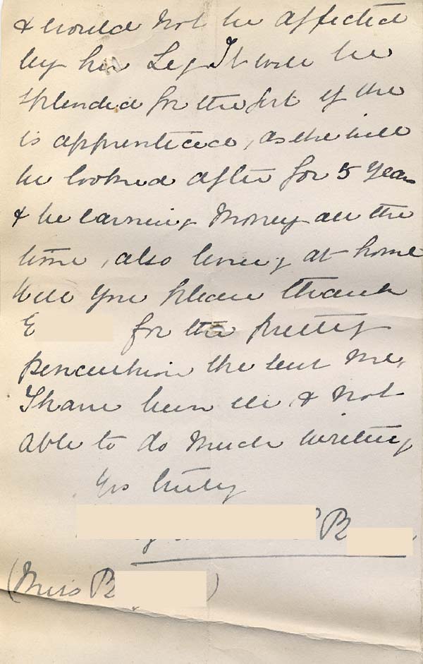 Large size image of Case 8587 21. Letter from Miss B. to St Nicholas' Home about E's future employment  25 January 1910
 page 4