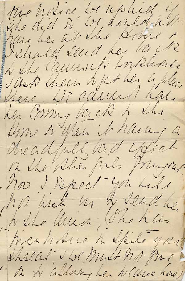 Large size image of Case 8625 14. Letter from the Penkridge Home concerning E's decision to leave her position  29 May 1909
 page 3