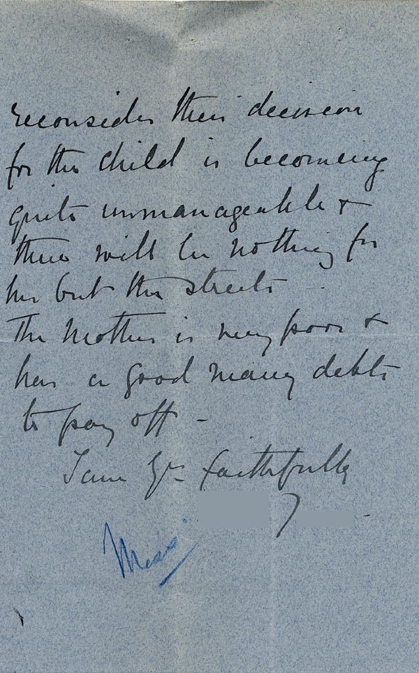 Large size image of Case 9126 4. Letter from Miss J. saying that E's mother was a member of the Church of England and giving more details of the case  24 June 1902
 page 3