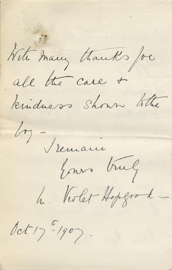 Large size image of Case 9402 6. Letter from Miss V. Hopgood  17 October 1907
 page 4