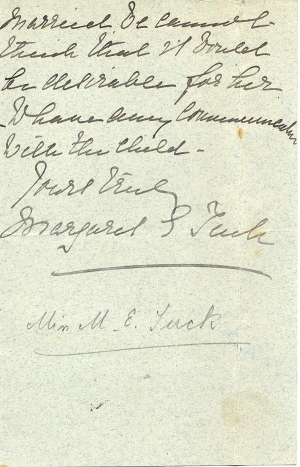 Large size image of Case 9603 3. Letter from Miss M.E. Tuck giving news of W's aunt and mother  13 February 1904
 page 3