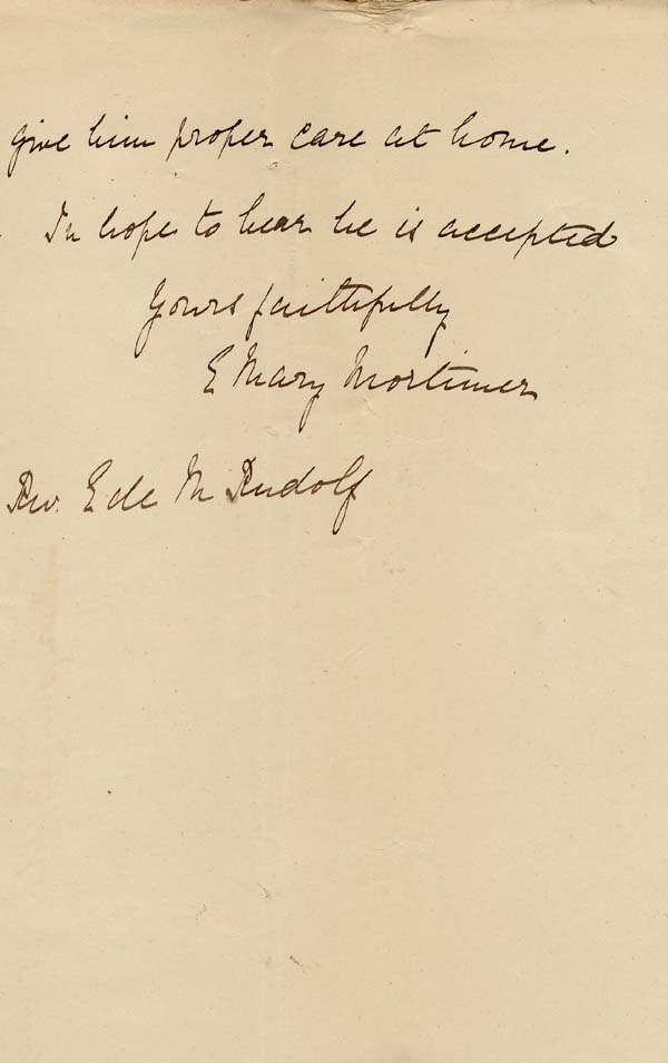 Large size image of Case 9627 5. Letter from Mary Mortimer enclosing medical certificates  8 May 1903
 page 3