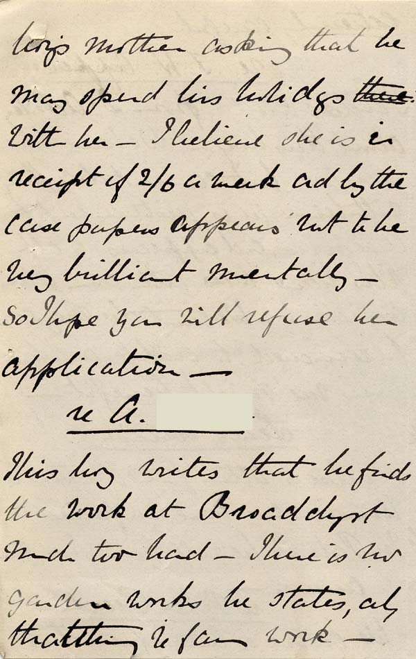 Large size image of Case 9627 17. Letter from Mrs Graham stating that J. is an unfit case and asking for him to be removed  20 July 1903
 page 3