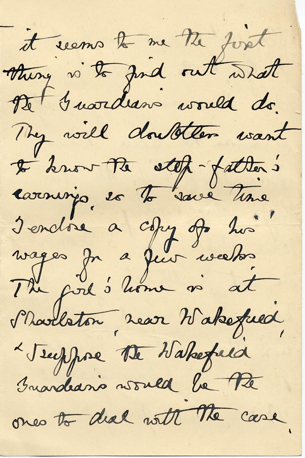 Large size image of Case 9662 4. Note of wages of L's stepfather (included with item no.3)  22 November 1909
 page 5