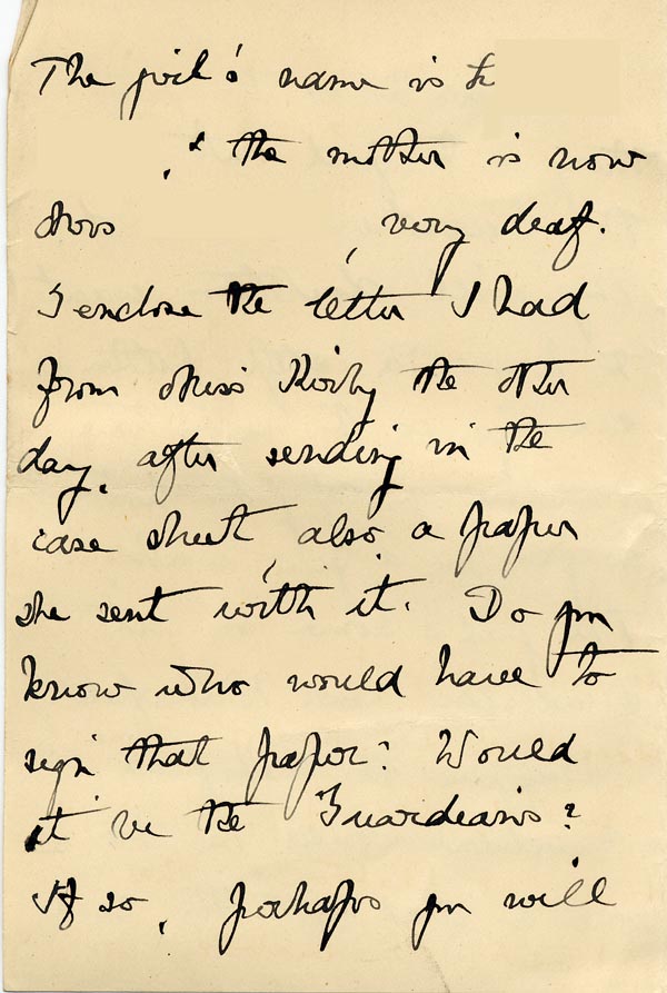 Large size image of Case 9662 4. Note of wages of L's stepfather (included with item no.3)  22 November 1909
 page 6