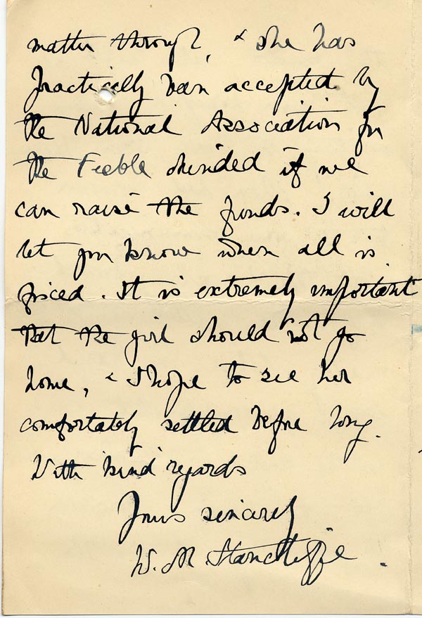 Large size image of Case 9662 14. Letter from Miss Stancliffe detailing the administrative problems she has encountered dealing with the Poor Law Authorities  6 April 1910
 page 4