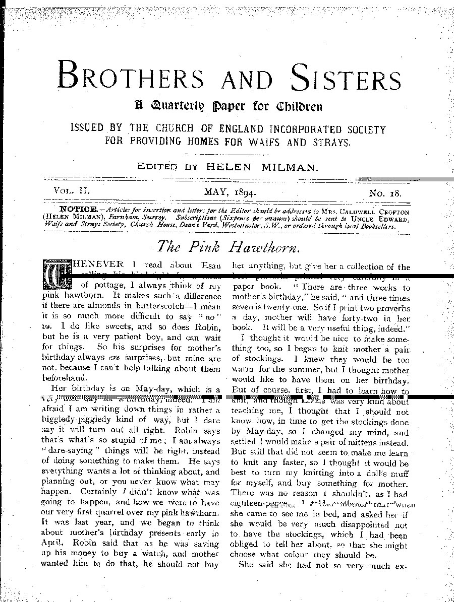 Brothers and Sisters May 1894 - page 1