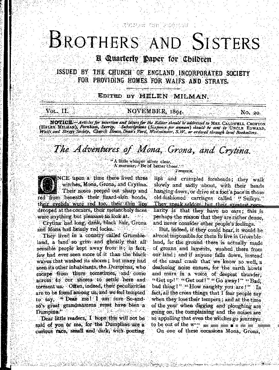 Brothers and Sisters November 1894 - page 1