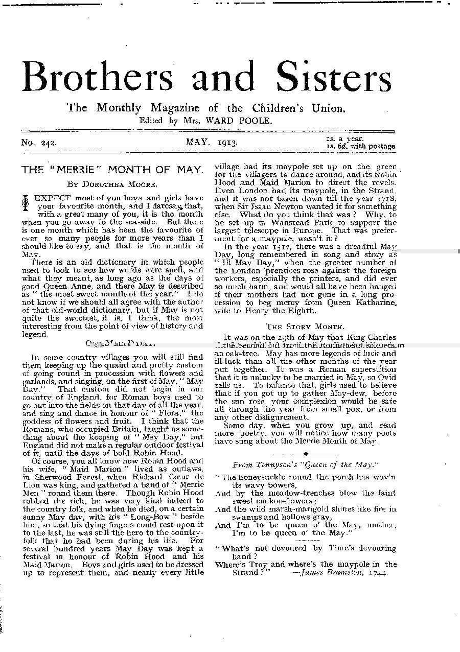 Brothers and Sisters May 1913 - page 1