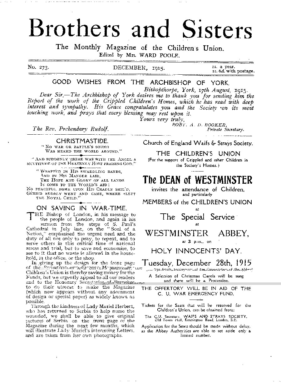 Brothers and Sisters December 1915 - page 1